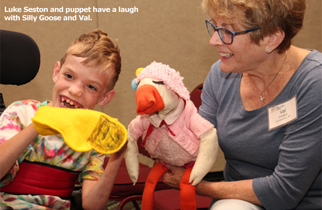 Photo: Luke Seston and puppet have a laugh with Silly Goose and Val.